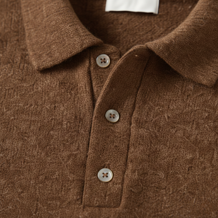 Freja Andersen | Herre trendy blød strik polo kashmir trøje