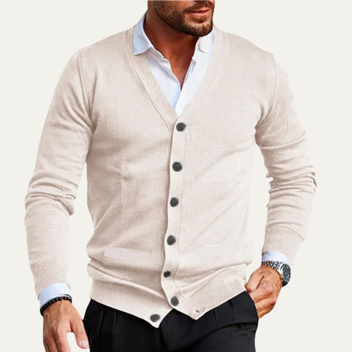herre V-hals slim fit strik cardigan