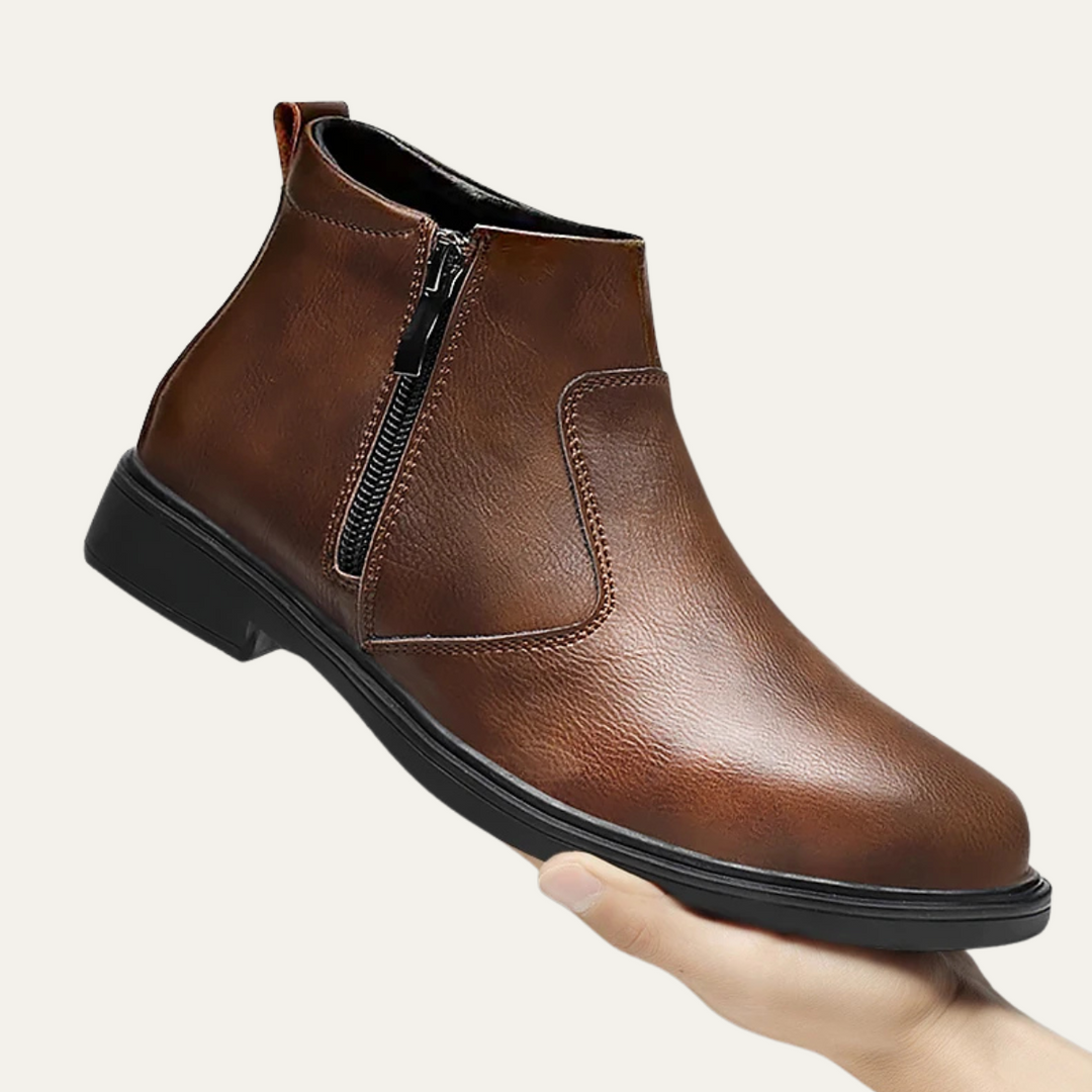 Freja Andersen | Herre afslappet Side Zip læder Ankle støvler