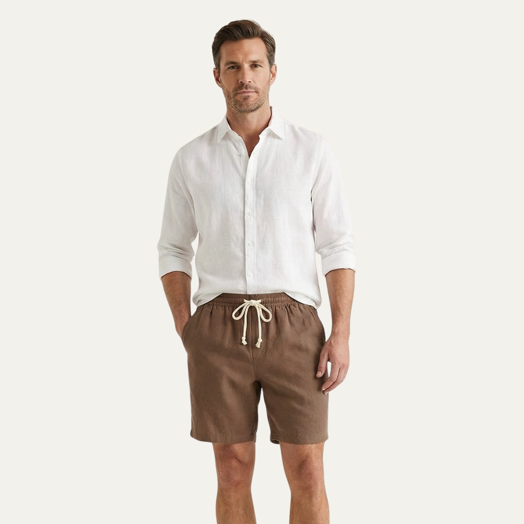 Rowley hør shorts - snøre shorts til mænd