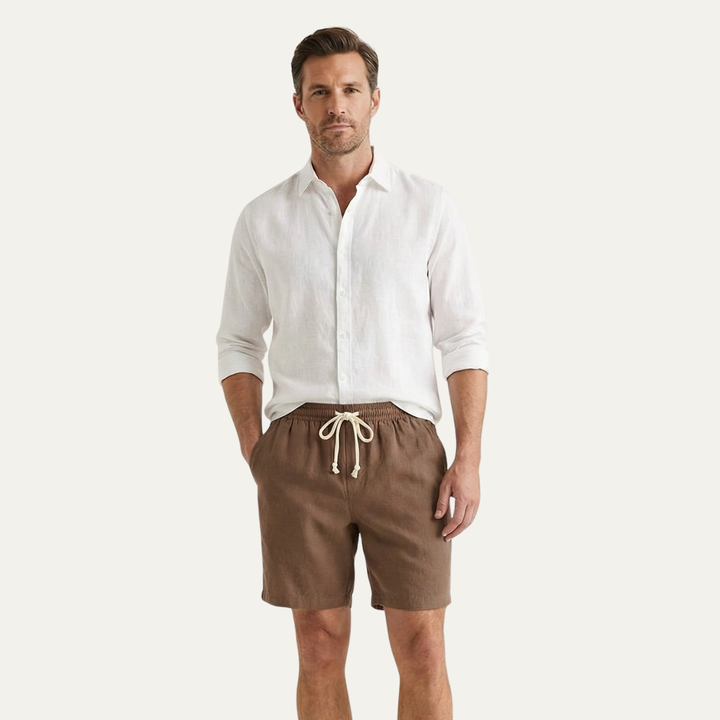 Rowley hør shorts - snøre shorts til mænd