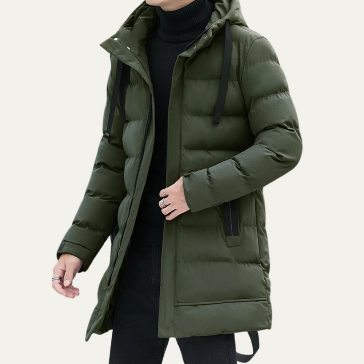 Freja Andersen | Herre Stylish Longline sort puffer frakke
