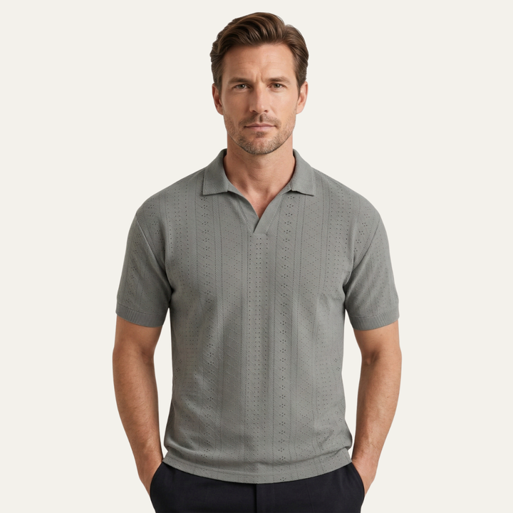 Freja Andersen | Herre tekstureret strik poloshirt