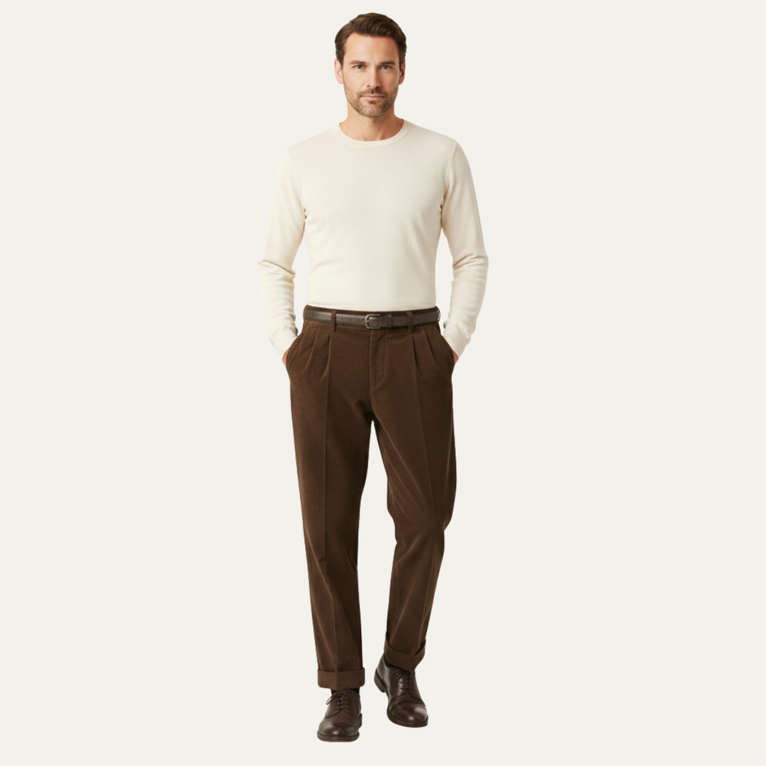 Timberwood | Herre høj talje plisserede Straight Leg Formal bukser