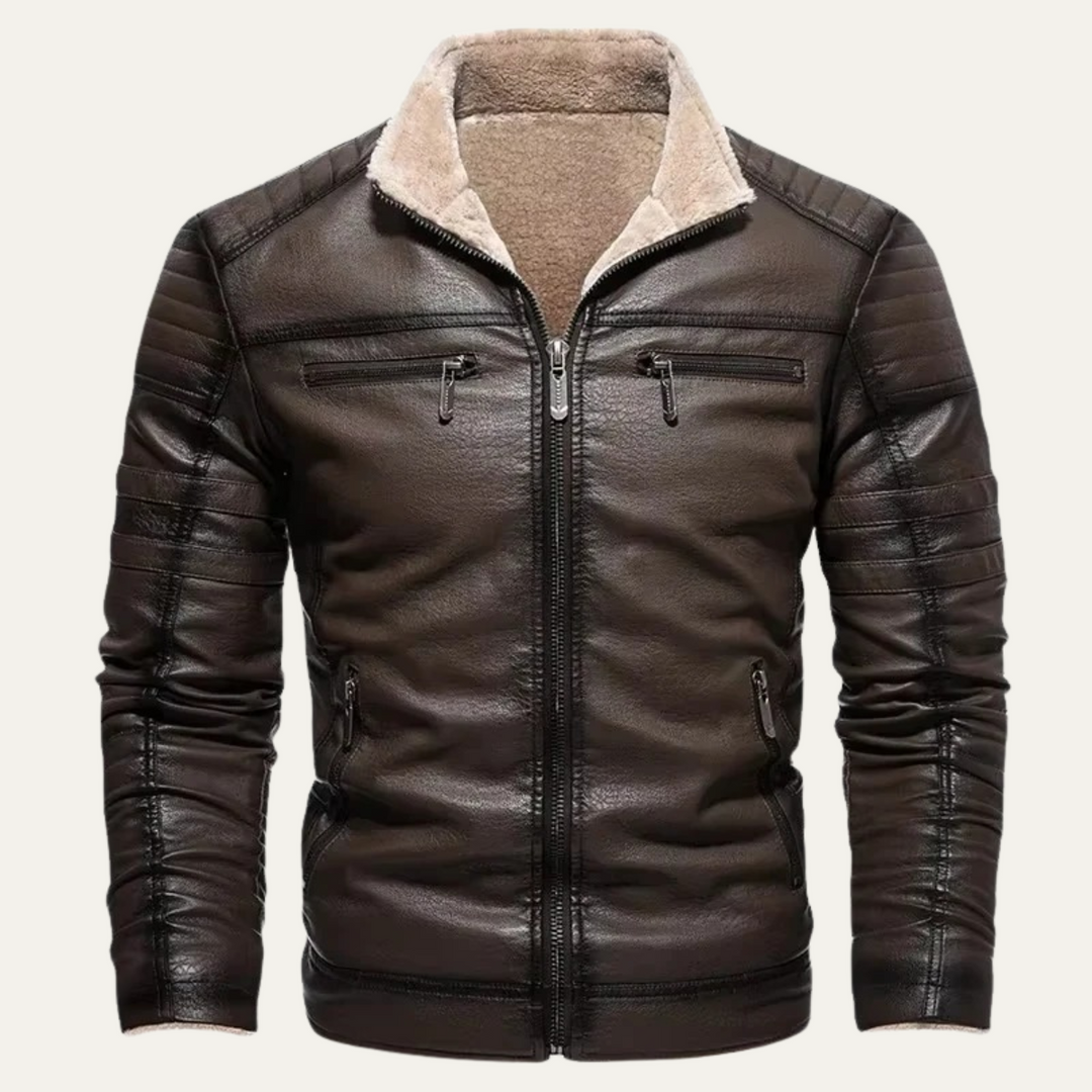 Freja Andersen | Herre vintage Shearling Lined læder jakke