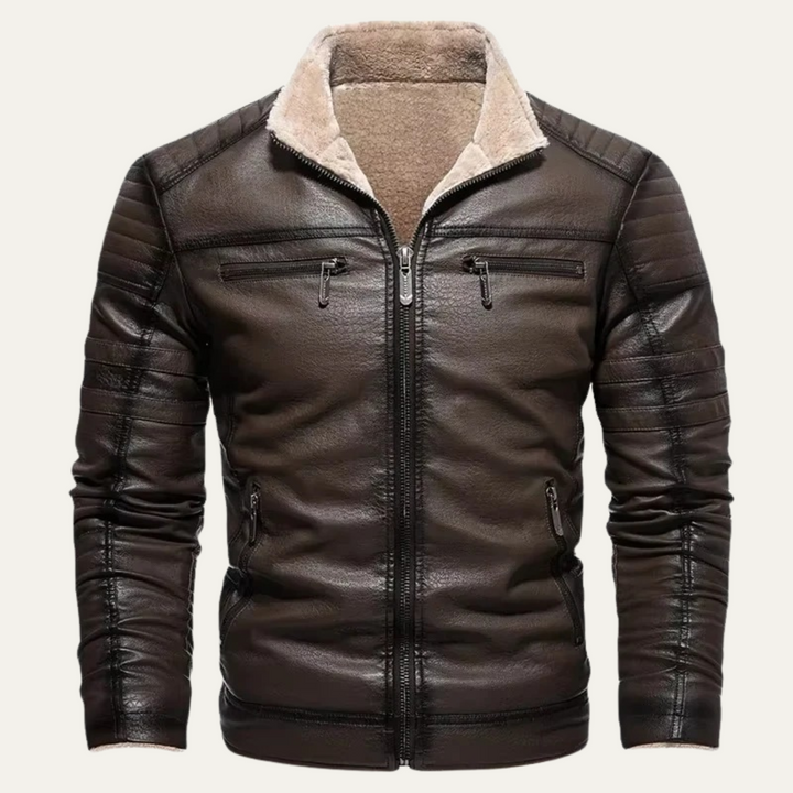 Freja Andersen | Herre vintage Shearling Lined læder jakke