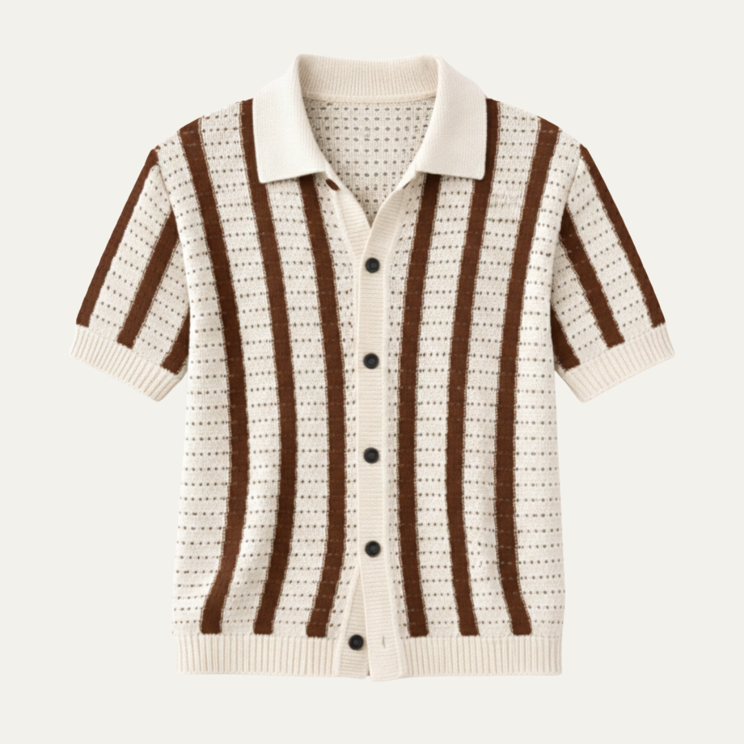 Freja Andersen | Herre åndbar stribet strikket poloshirt