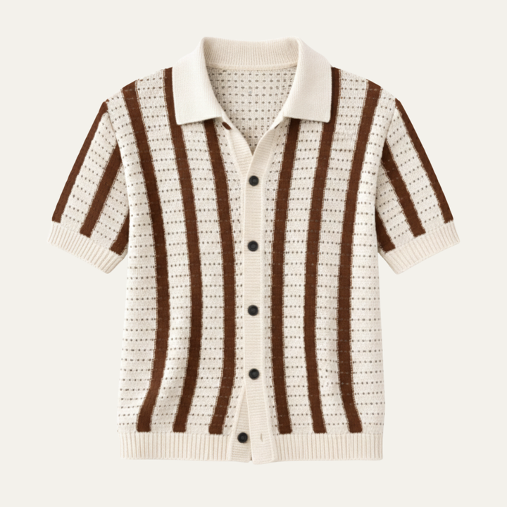 Freja Andersen | Herre åndbar stribet strikket poloshirt