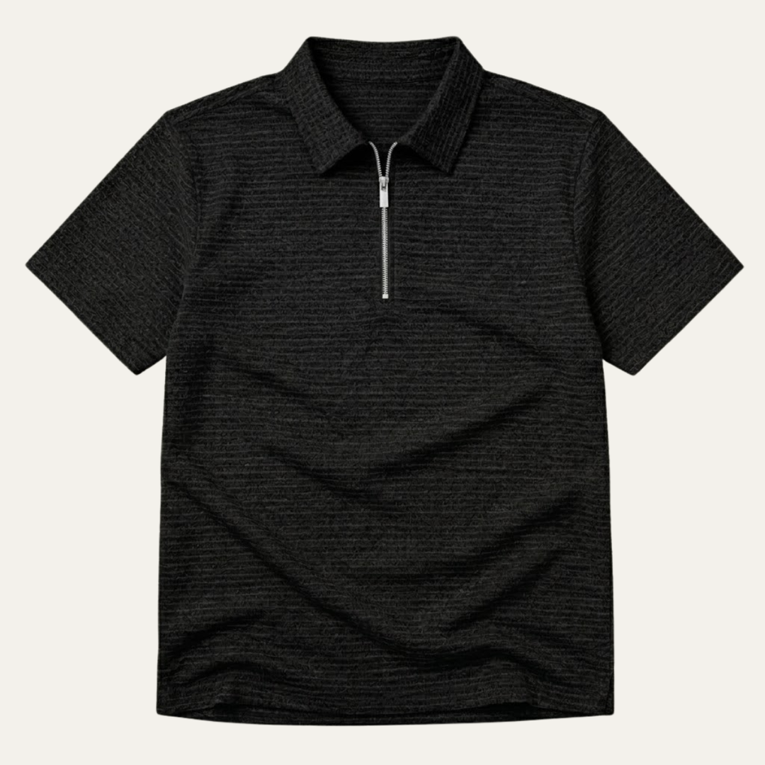 Freja Andersen | Herre Waffle strik halv lynlås poloshirt
