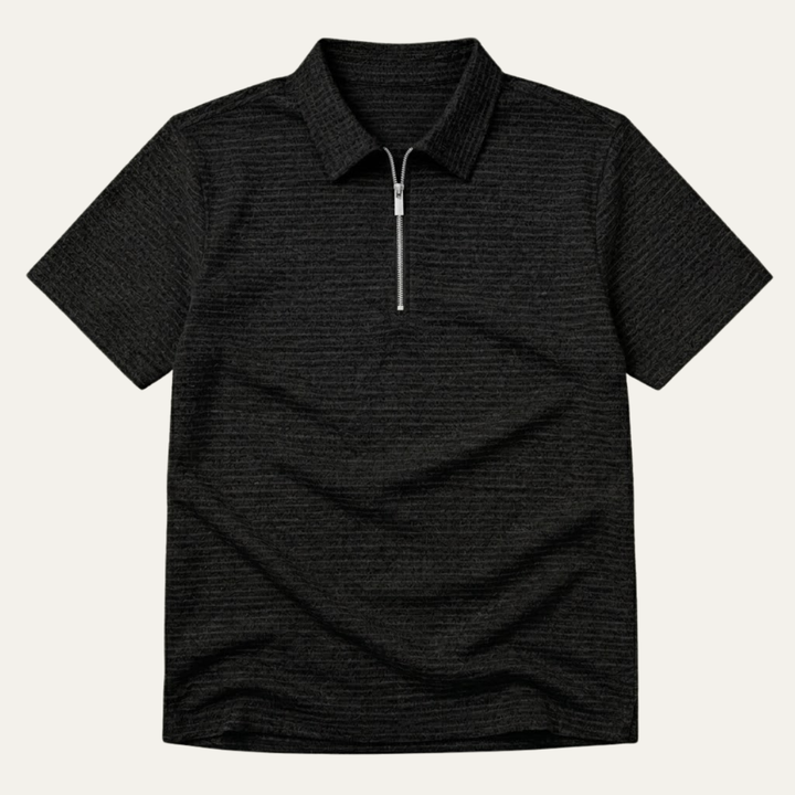Freja Andersen | Herre Waffle strik halv lynlås poloshirt