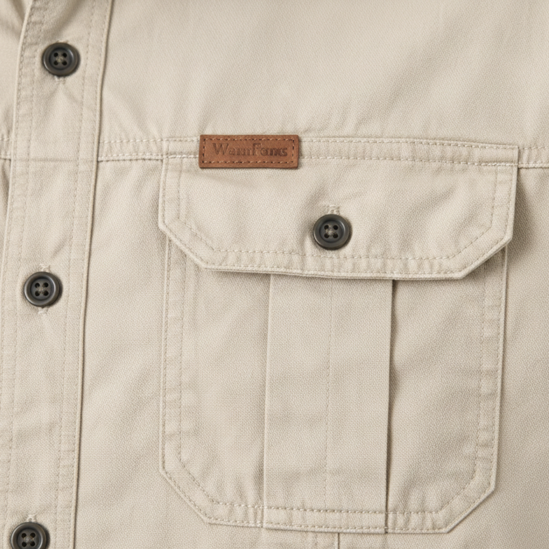 Cedarfield | Herre ensfarvet Multi Pocket blød Cargo skjorte