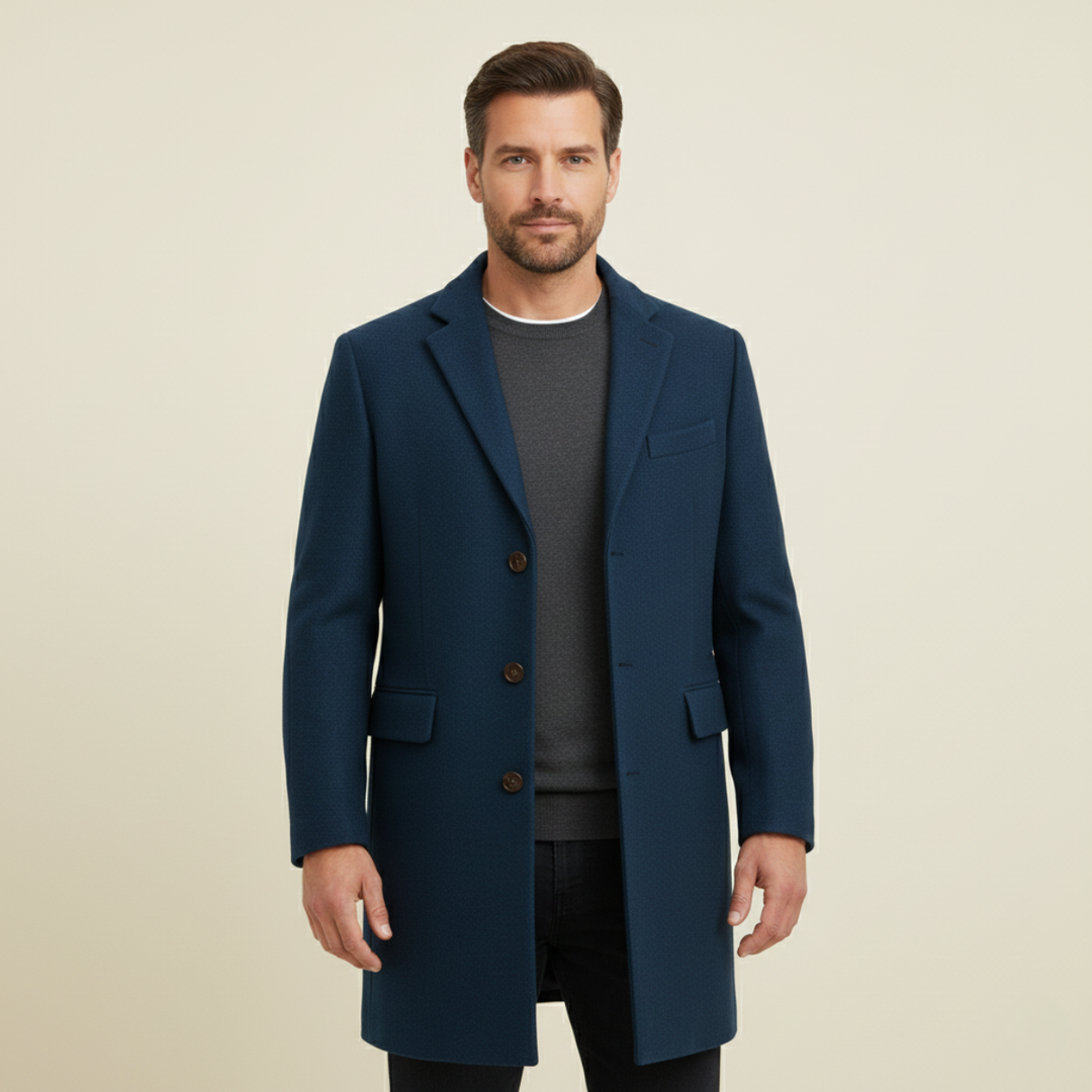 Freja Andersen | Herre stilren enkeltknappet uldblanding Overcoat