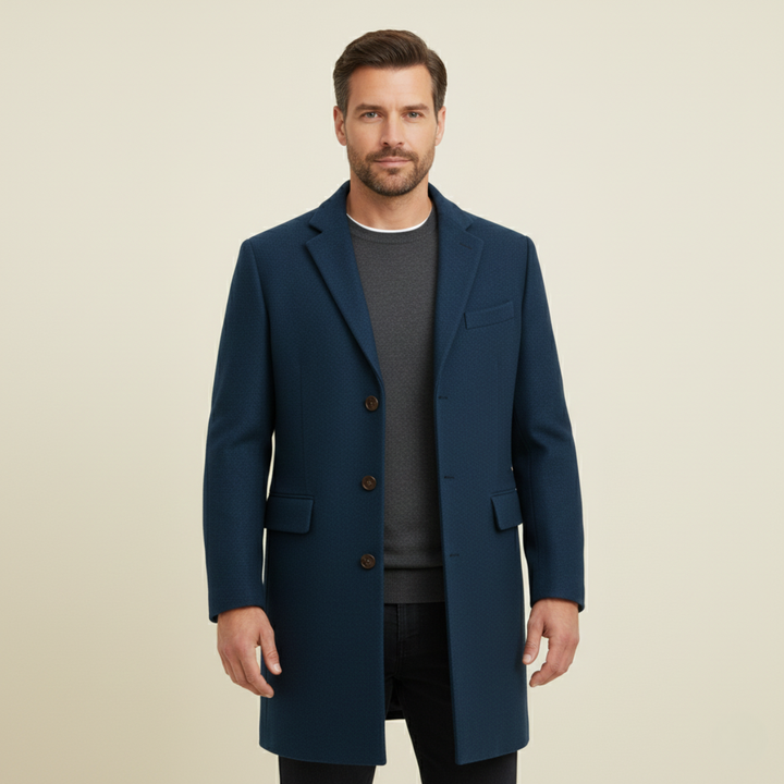 Freja Andersen | Herre stilren enkeltknappet uldblanding Overcoat