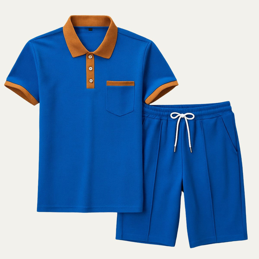 Capri bomuld sæt - vintage polo & shorts matchende til mænd