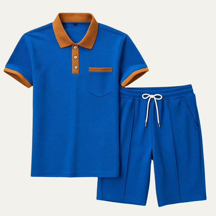 Capri bomuld sæt - vintage polo & shorts matchende til mænd