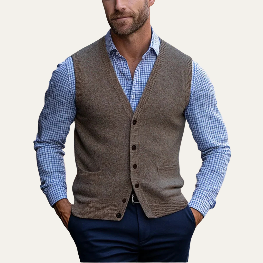 Freja Andersen | Herre stilren afslappet knap Front strik Vest