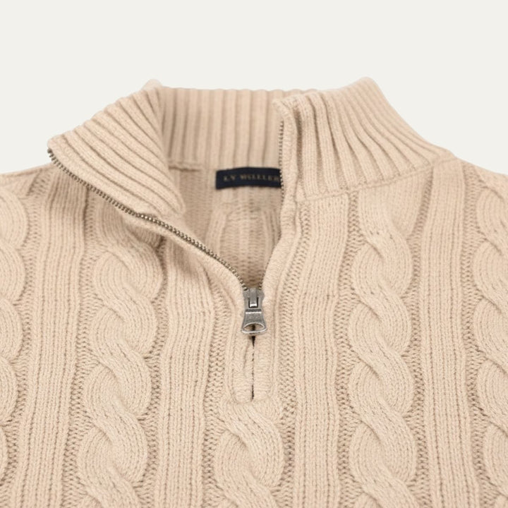 Genève Old Money halv lynlås trøje til mænd - 100% merino uld