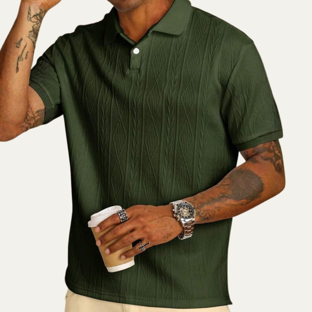 Willowstone Ridge herre tekstureret knaplukket trendy poloshirt