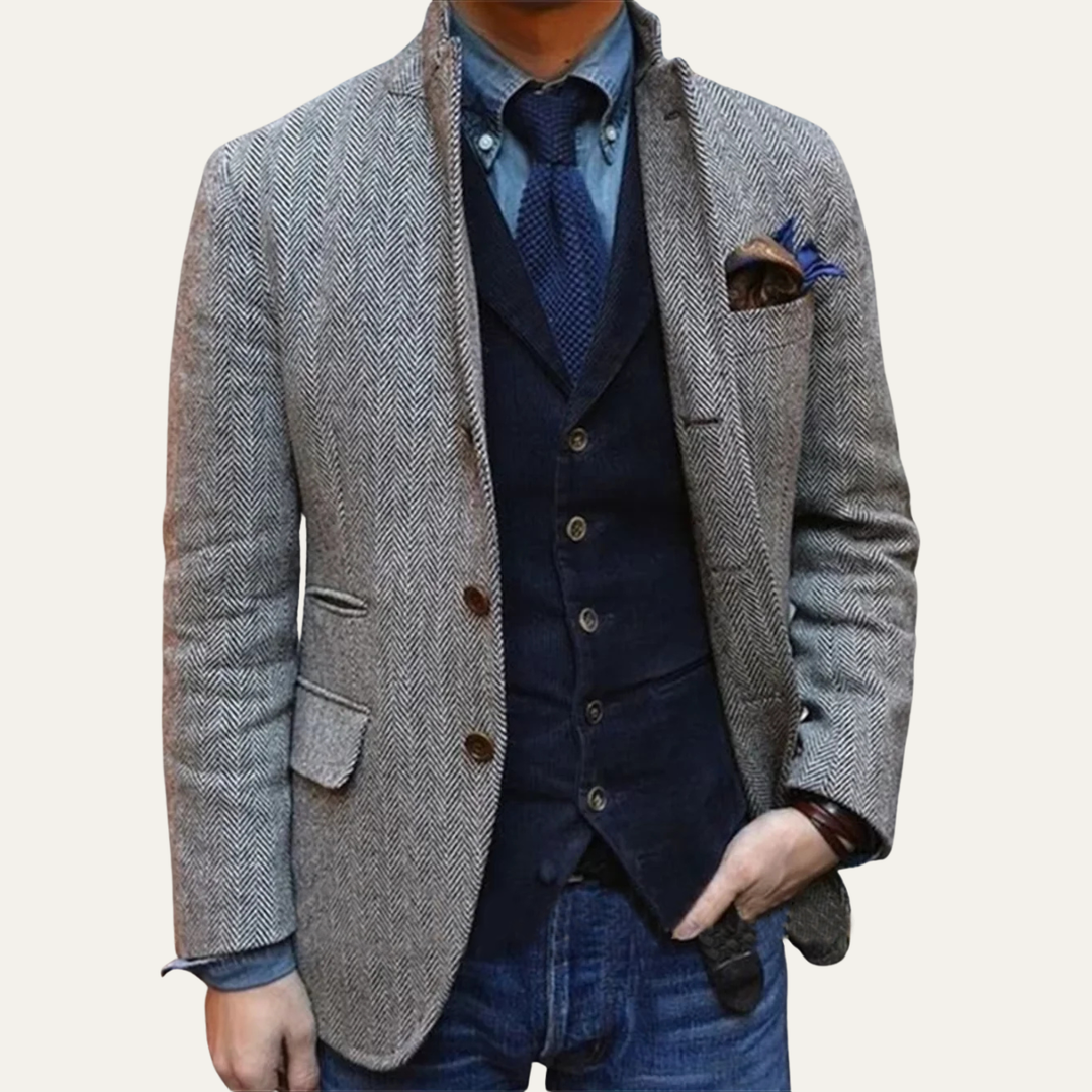 Freja Andersen | Herre klassisk uld sildeben tweed blazer