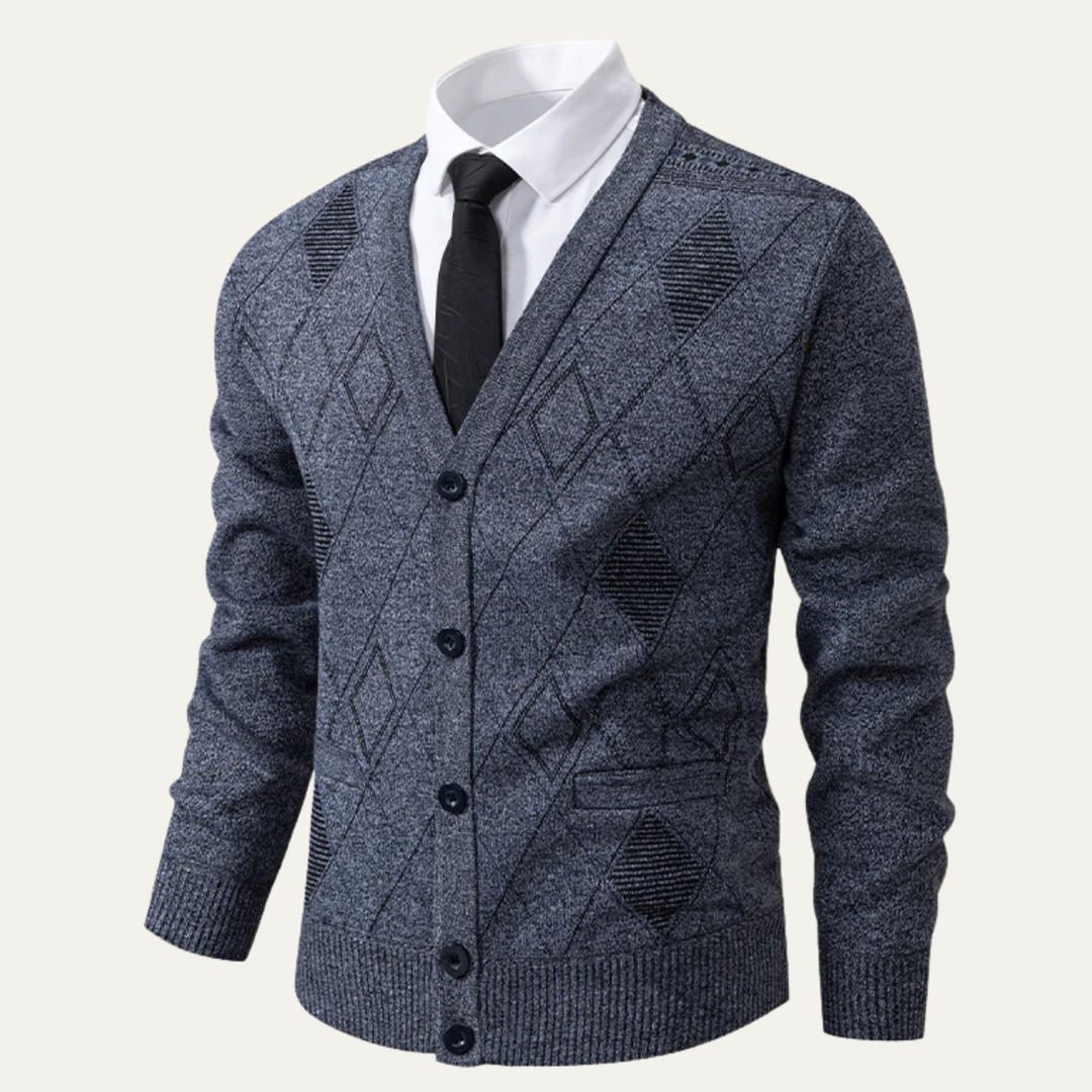 Brightwood | Herre vinter Fleece strik Plaid V-hals cardigan