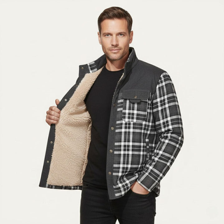 Freja Andersen | Herre varm vinter Plaid Check jakke