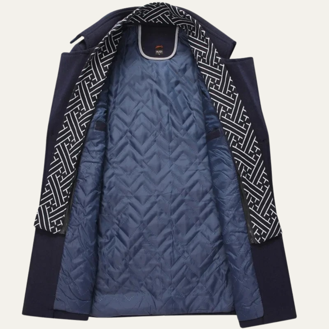 Freja Andersen | Herre uldblanding lang trenchcoat med Lapel krave