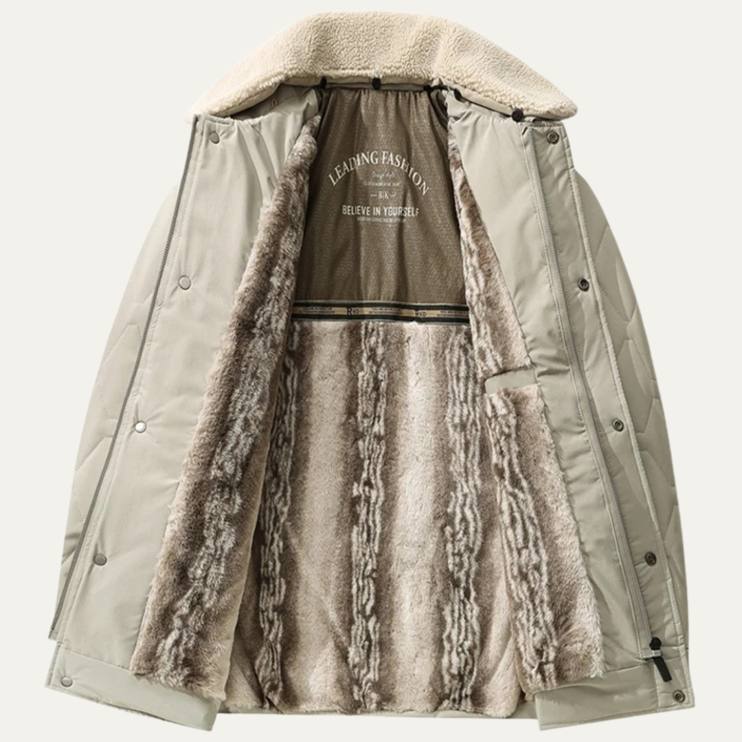 Lacco Ameno herre Fur Lined quiltet vinter jakke med sherpa krave