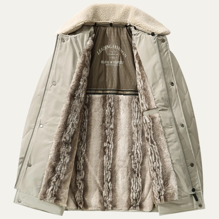 Lacco Ameno herre Fur Lined quiltet vinter jakke med sherpa krave