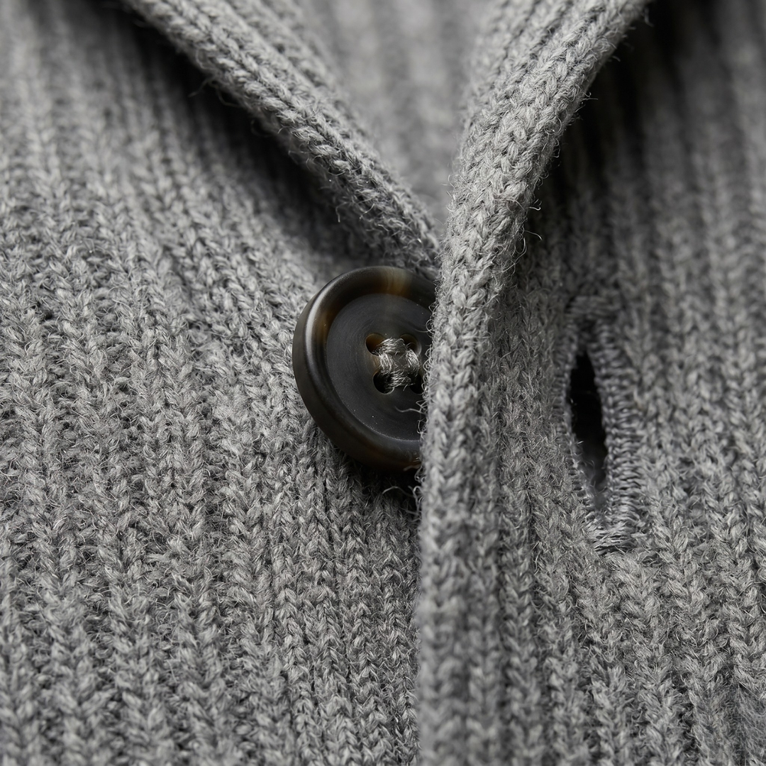 Freja Andersen | Herre Chunky knaplukning strikket Shawl krave cardigan