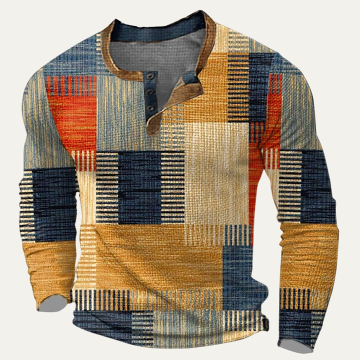 Freja Andersen | Herre tekstureret Patchwork Design poloshirt