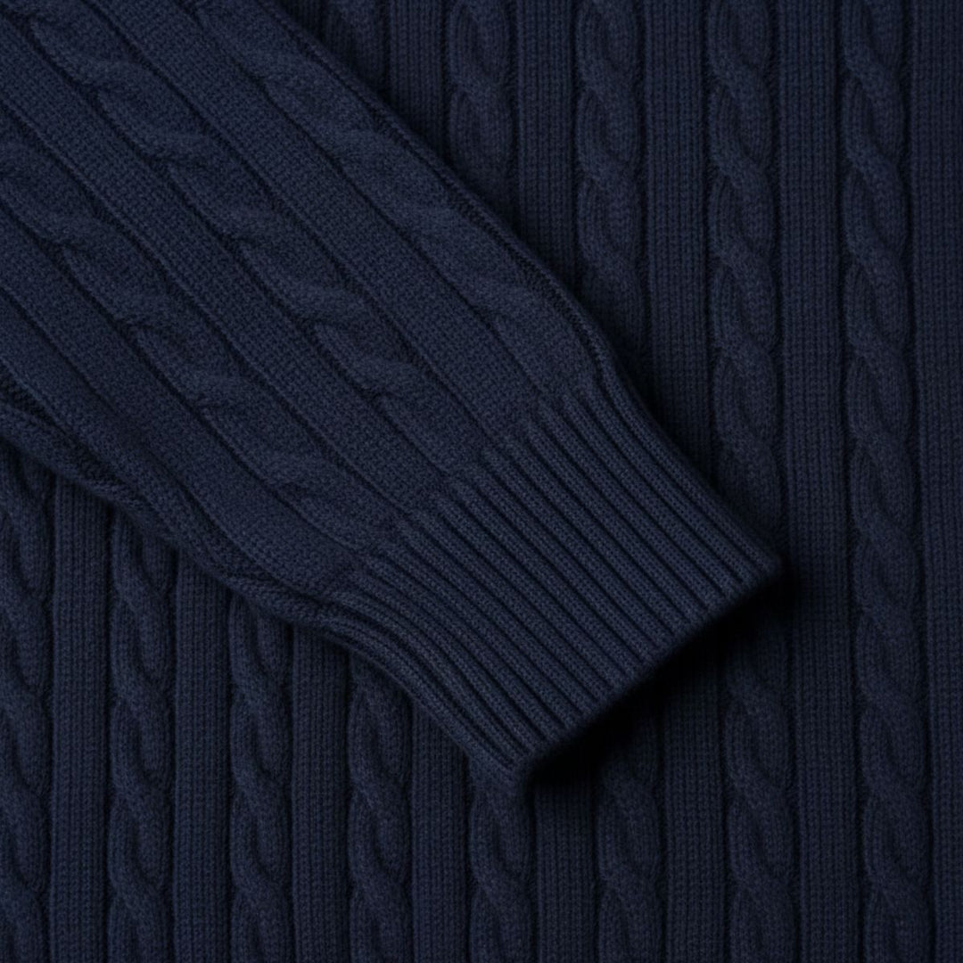Versailles kashmir merino uld strik trøje til mænd - marineblå