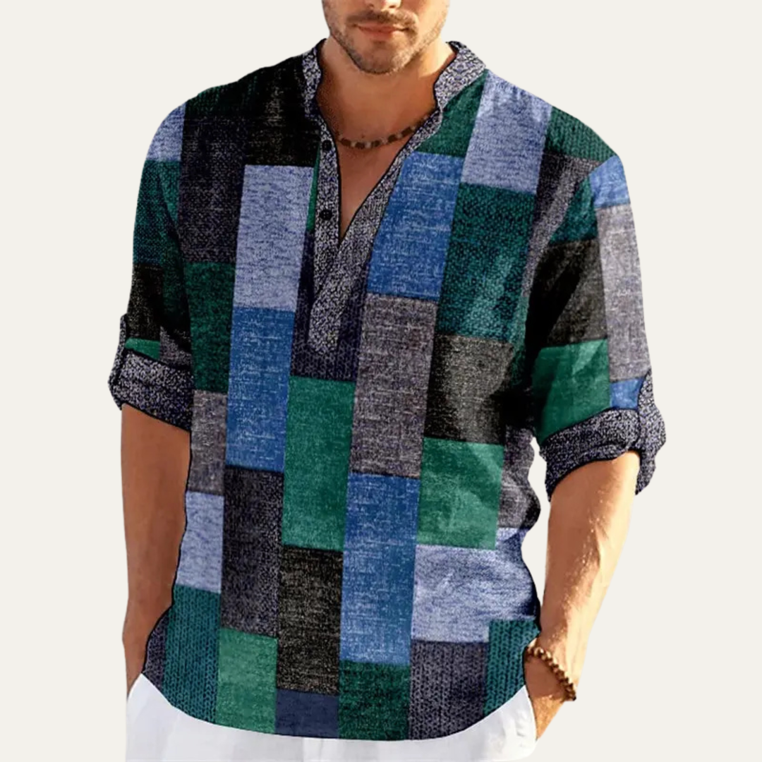 Freja Andersen | Herre Multicolour Patchwork afslappet poloshirt
