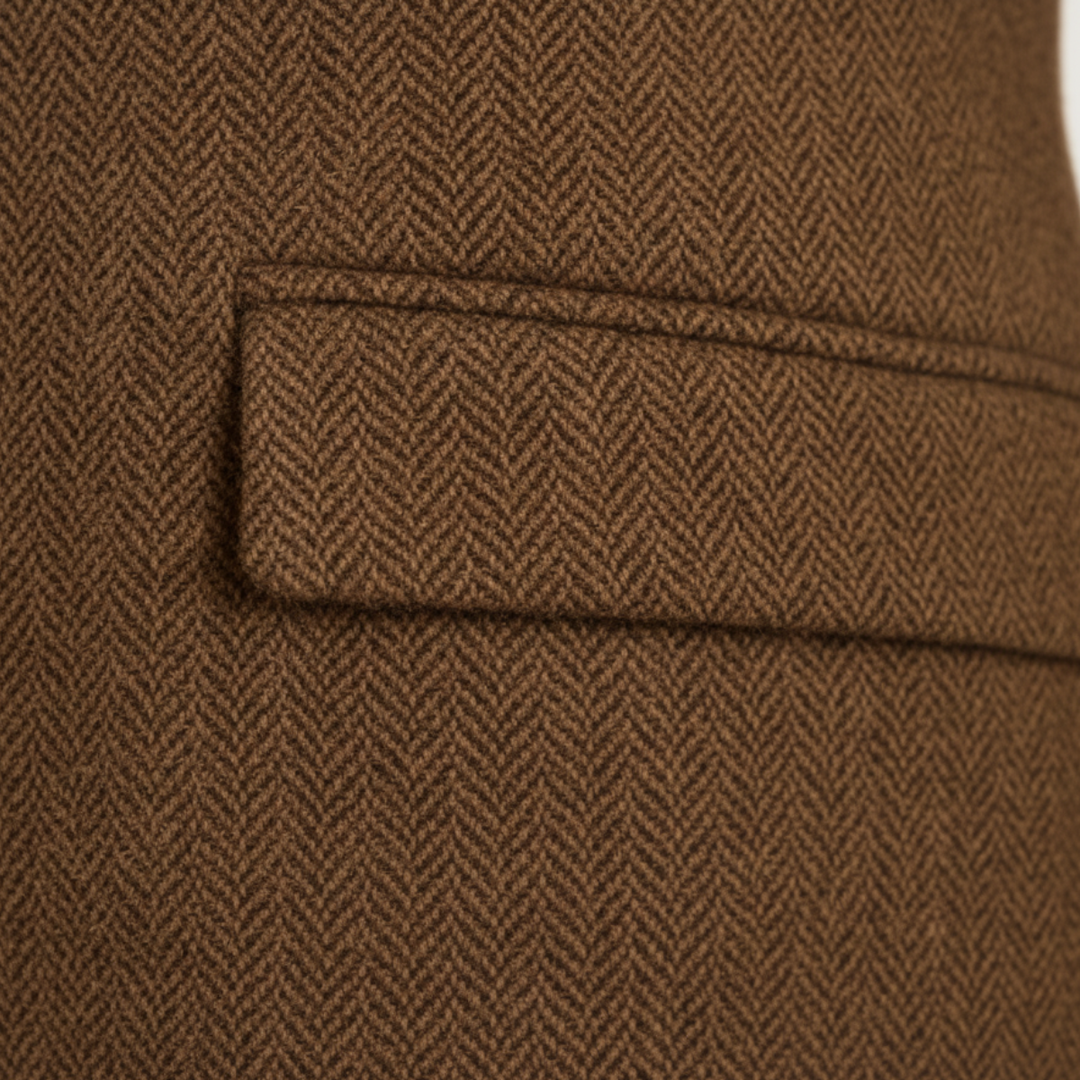 Freja Andersen | Herre brun stilren afslappet tweed blazer frakke