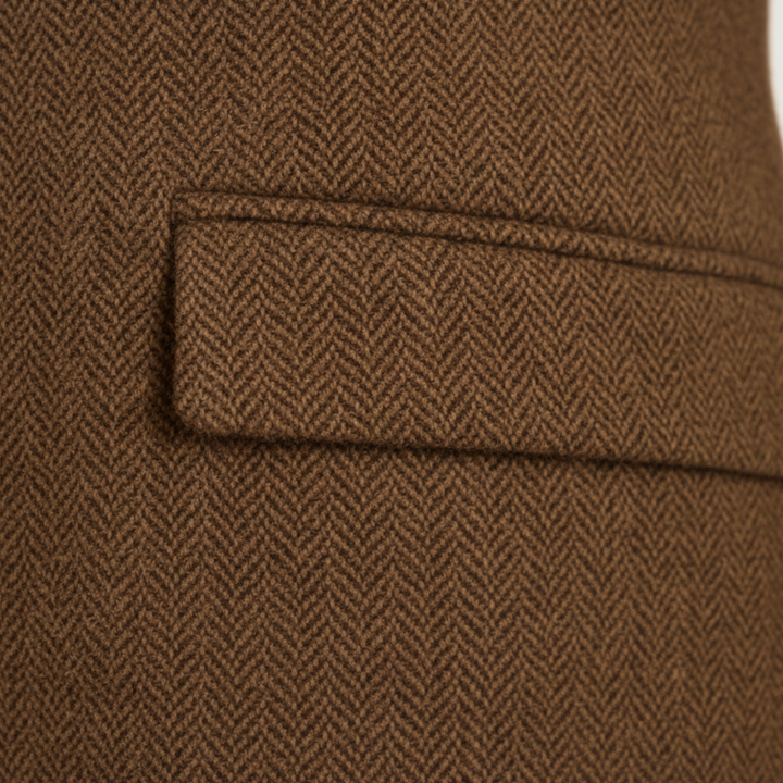 Freja Andersen | Herre brun stilren afslappet tweed blazer frakke