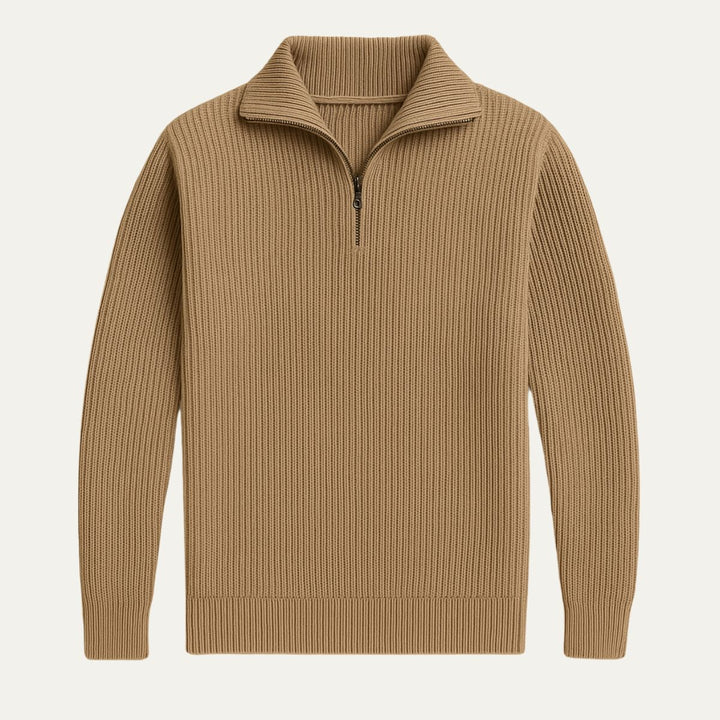 merino strikket kvart lynlås trøje