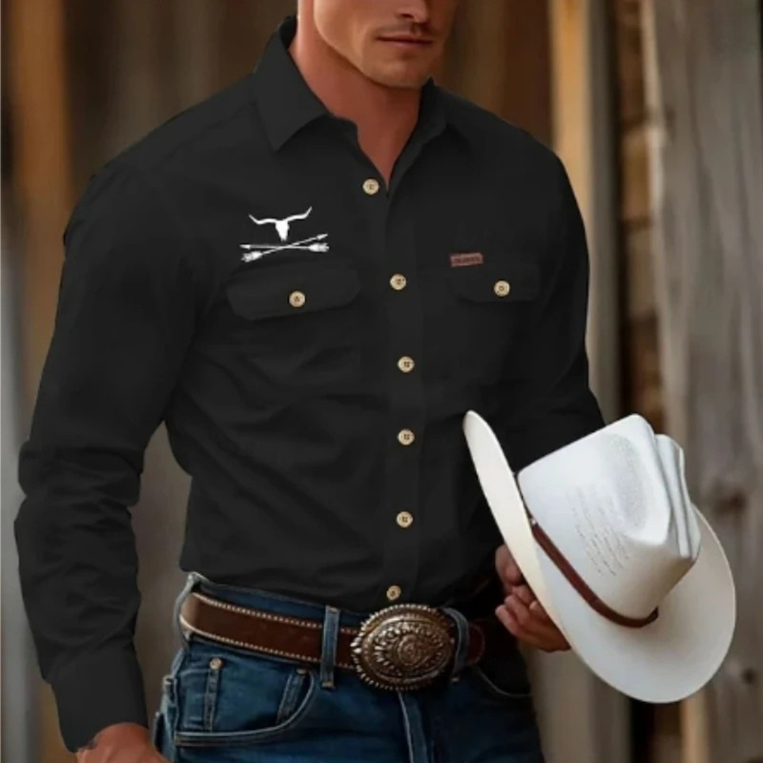San Marino herre Western Style skjorte Cowboy mønster afslappet skjorte