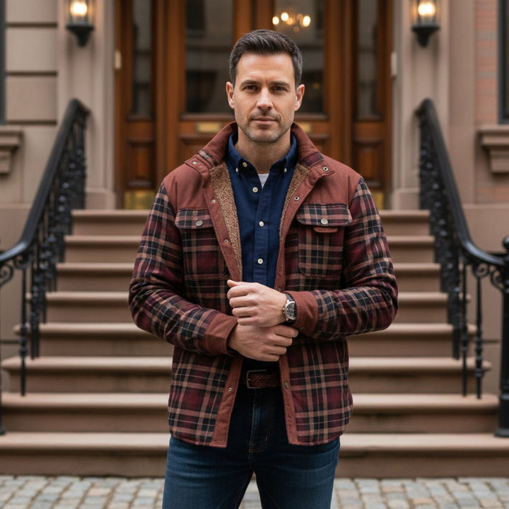 Freja Andersen | Herre varm vinter Plaid Check jakke