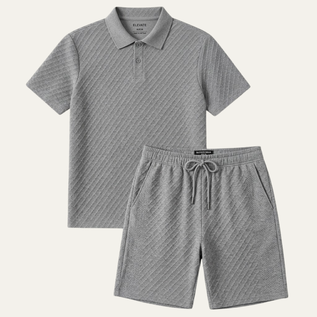 Surrey | Herre sommer Jacquard polo & shorts sæt - let Beach Outfit