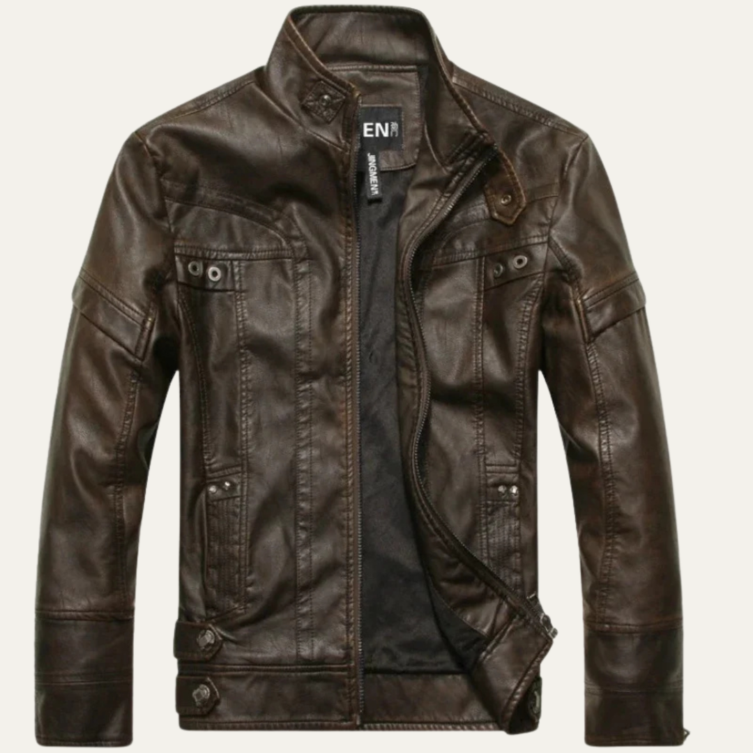 Freja Andersen | Herre klassisk Zip Up læder Biker jakke