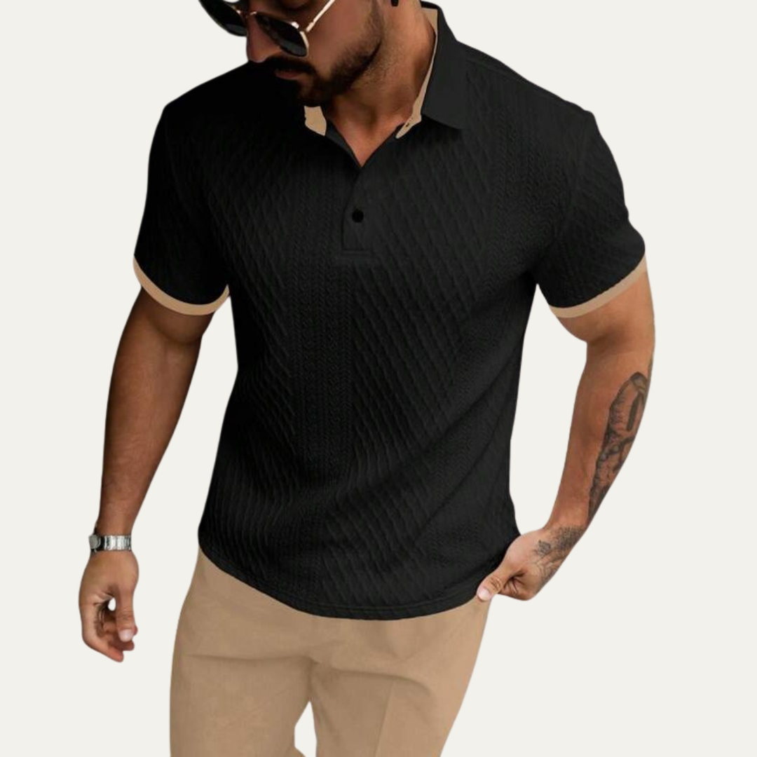Cedarcrest Park herre Elegant tekstureret poloshirt med Contrast krave