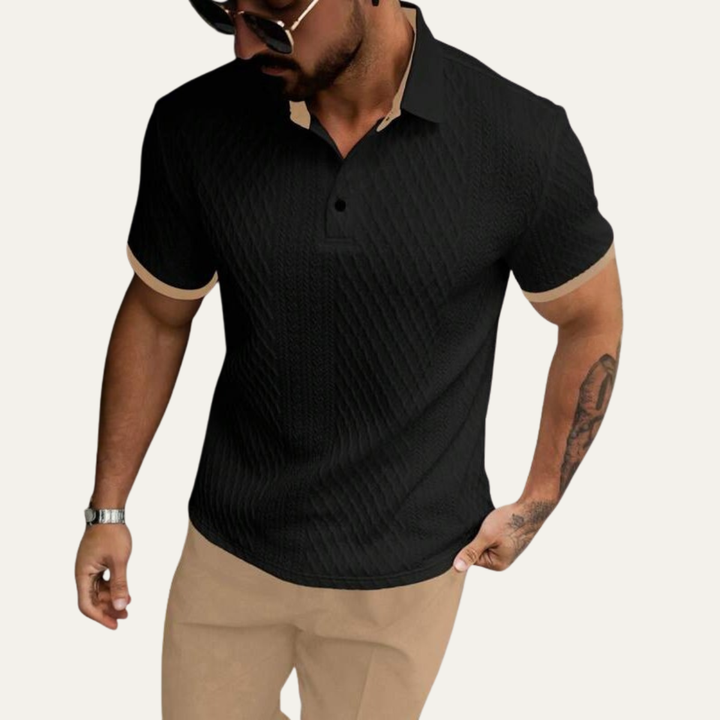 Cedarcrest Park herre Elegant tekstureret poloshirt med Contrast krave