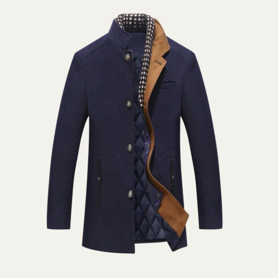 Freja Andersen | Herre Elegant klassisk uld vinter frakke med quiltet Lining