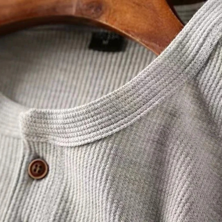 Glenhurst Park herre slim fit Thermal bomuld Waffle strik Henley skjorte