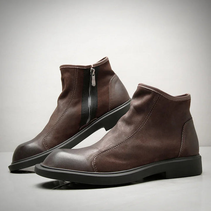 Bari | Herre varm Plush Zip Up læder Ankle støvler