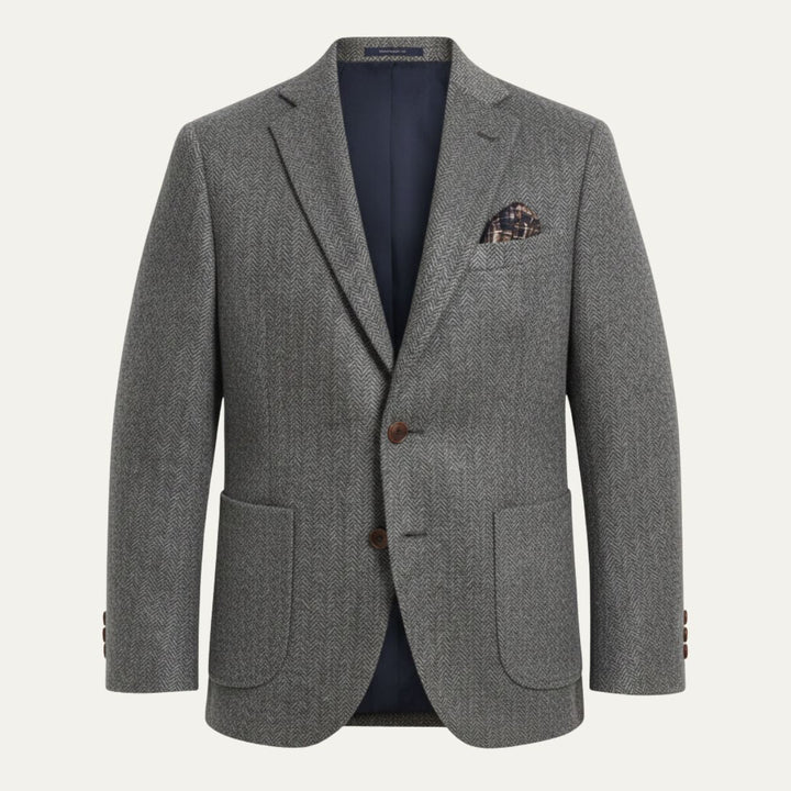 Freja Andersen | Herre Office sildeben enkeltknappet uld tweed blazerjakke