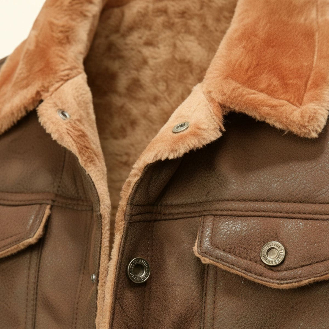 Freja Andersen | Herre Shearling vintage læder jakke