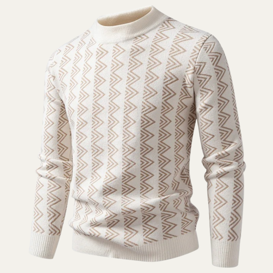 Elmcrest | Herre varm Geometric Pattern rund hals strik trøje