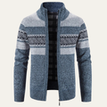 Carovigno | Herre strikket Zip cardigan med mønstret design og stående krave