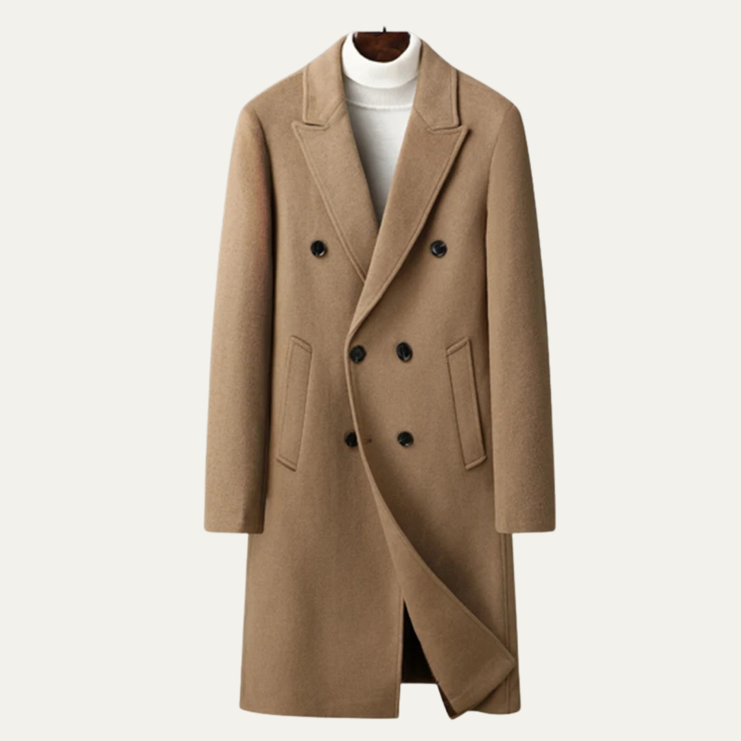 Freja Andersen | Herre lang uld dobbeltknappet vinter Overcoat