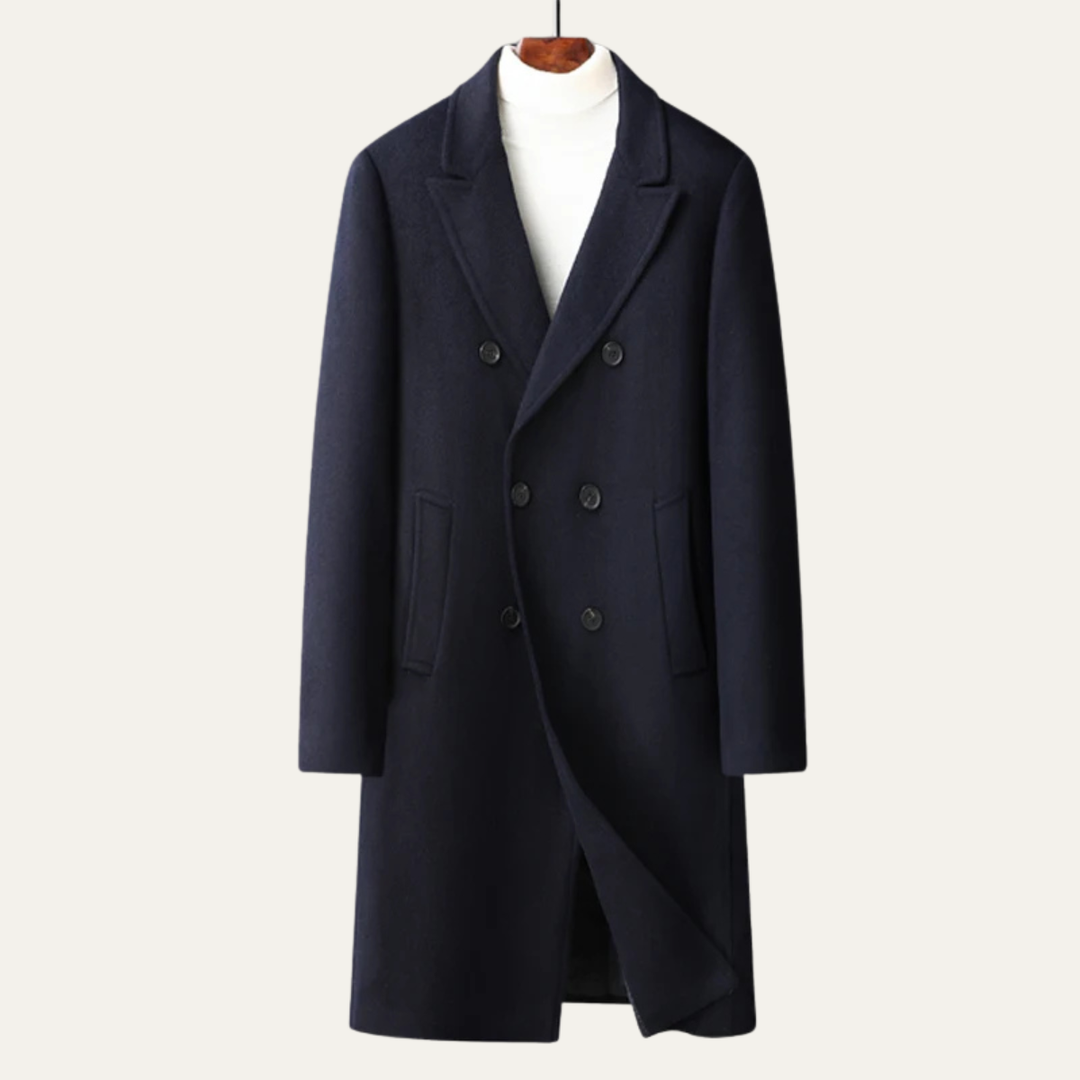 Freja Andersen | Herre lang uld dobbeltknappet vinter Overcoat